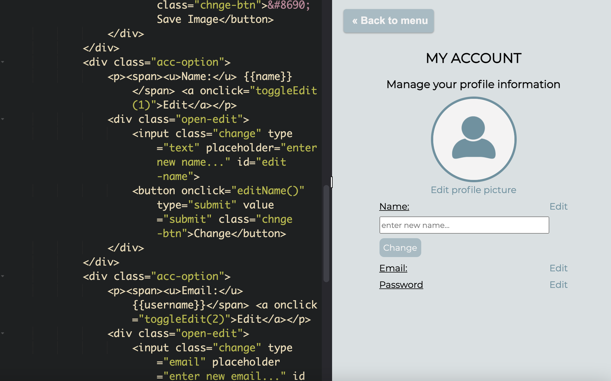Editing Account Information
